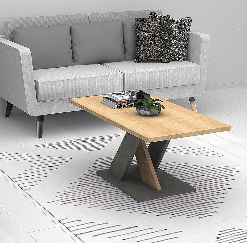 Marcello Megapap melamine coffee table in sonoma - anthracite color 110x55x48cm.