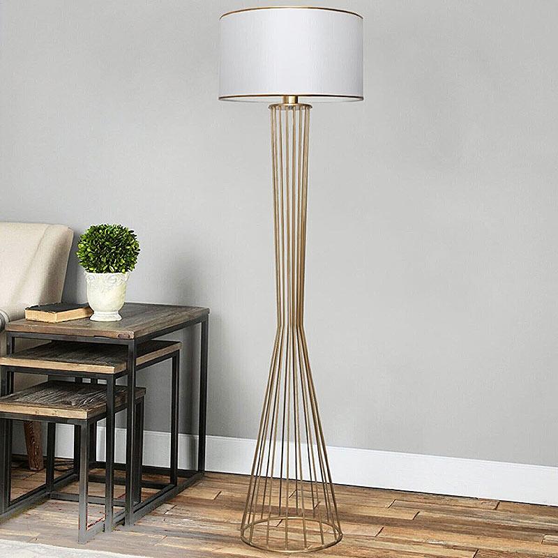 Clarke Megapap metallic/fabric floor lamp in golden/white color 38x21x155cm.