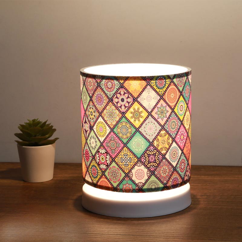 Hassard Megapap fabric/Mdf table lamp in colourful/white color 15x16x22cm.