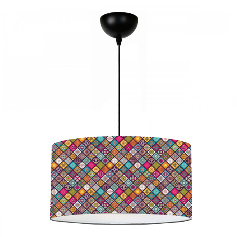 Alamea Megapap E27 fabric ceiling lamp multicolor victorian pattern Φ38x70cm.