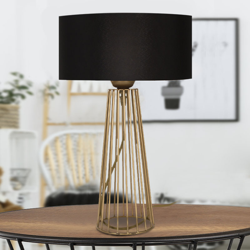 Filip Megapap E27 metal - fabric desk lamp in gold - black color 25x25x45cm.