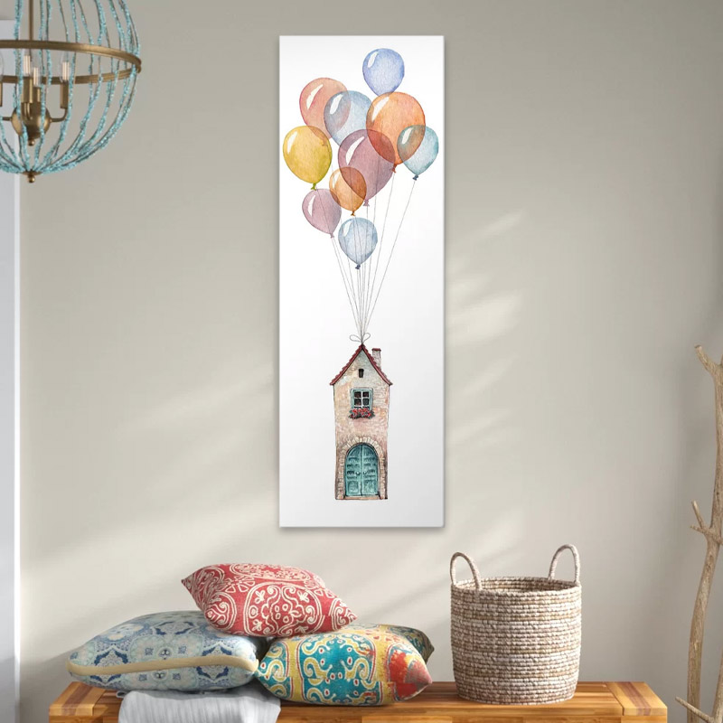 "Flying House" Megapap painting on canvas digital printing 40x120x3cm.