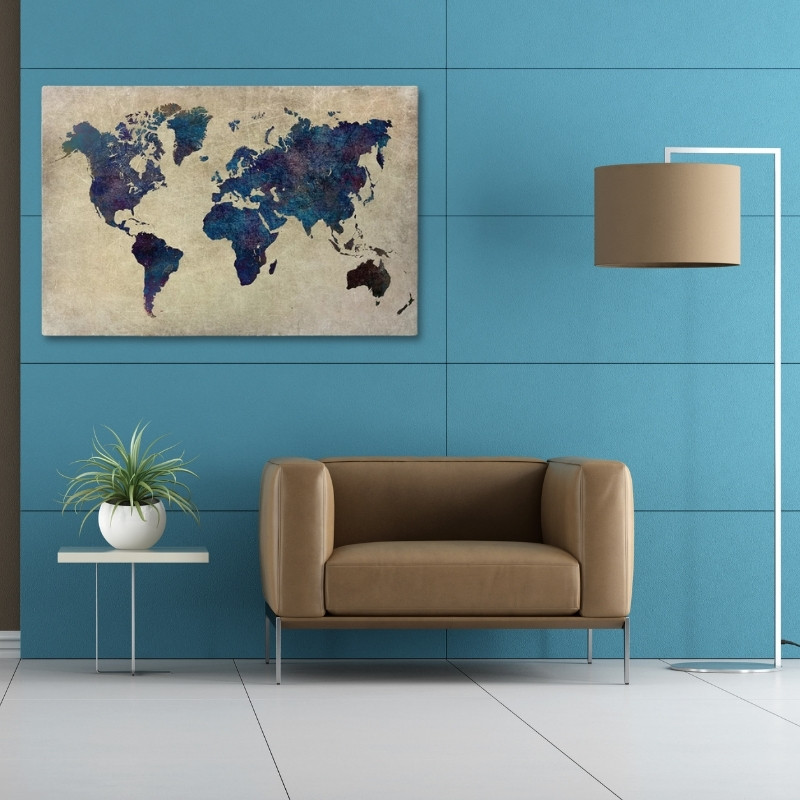 Πίνακας σε καμβά "World Map" Megapap ψηφιακής εκτύπωσης 125x80x3εκ.