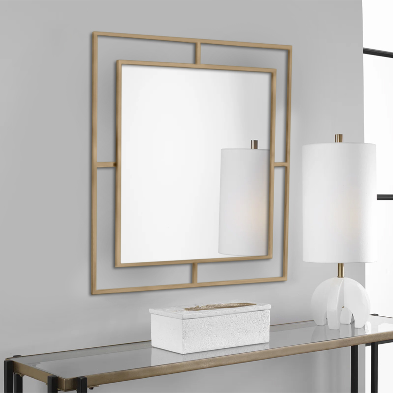 Corner Megapap aluminiuml wall mirror in gold color 58,6x2x58,6cm.