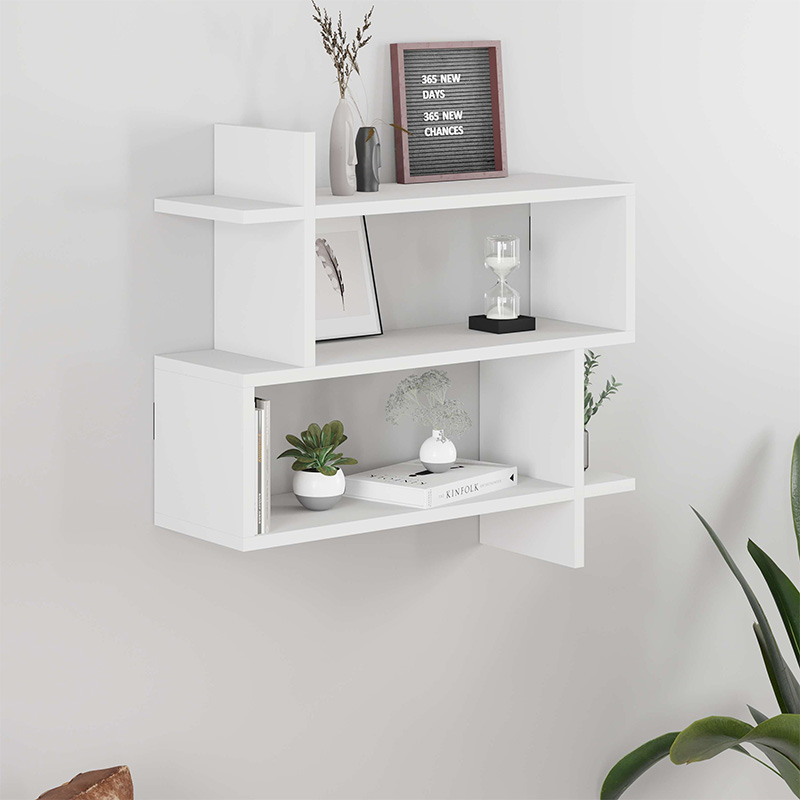 Paralel Megapap Melamine Wall Shelf In White Color 70x22x65cm. Cyprus