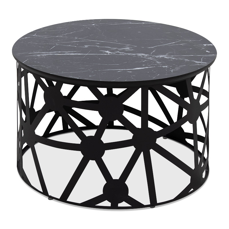 Eric Megapap Mdf/metallic coffee table in black marble effect color 60x60x37cm.
