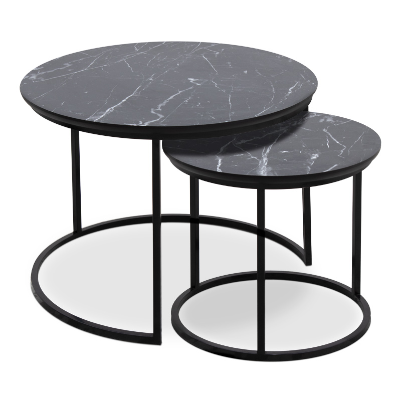 Gary Megapap Mdf/metallic coffee tables in black marble effect color 65x65x44cm.