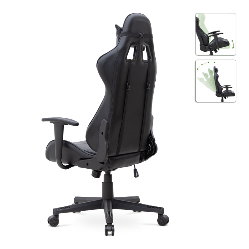 Alonso Megapap PU leather office gaming chair in black color 67x70x125/135cm.