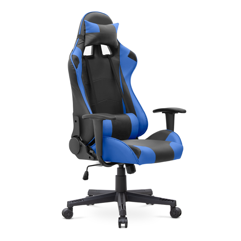 Alonso Megapap PU leather office gaming chair in blue - black color 67x70x125/135cm.