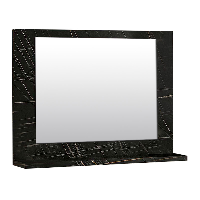 Devlin Megapap melamine bathroom mirror in black marble effect color 60x10x45cm.