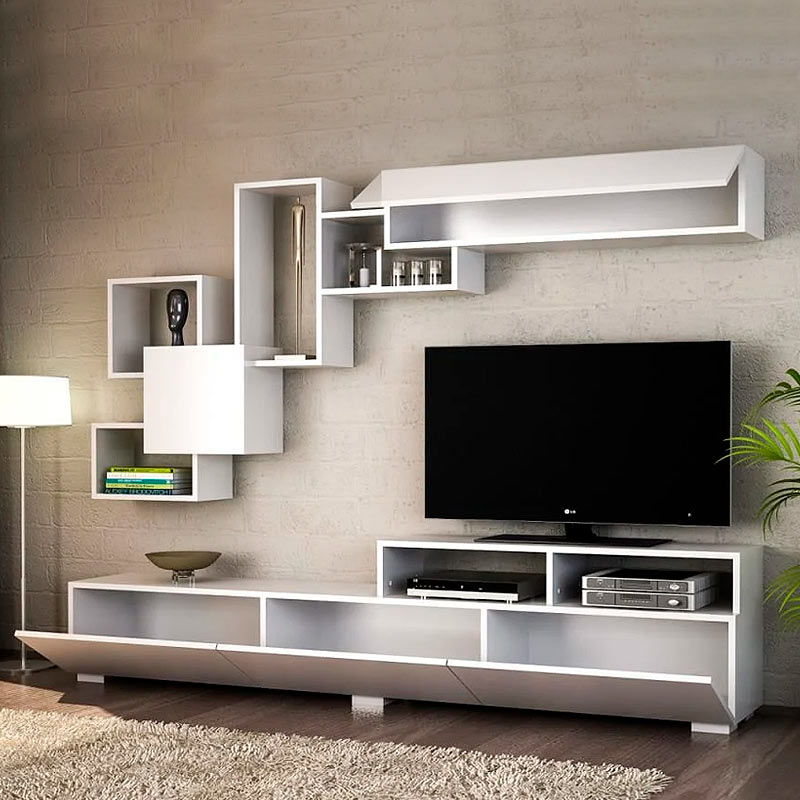 Stamatia Megapap melamine TV unit in white color 210x36,8x46,8cm.