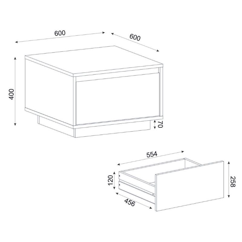 Τραπεζάκι σαλονιού Pura Megapap χρώμα sapphire oak 60x60x40εκ.