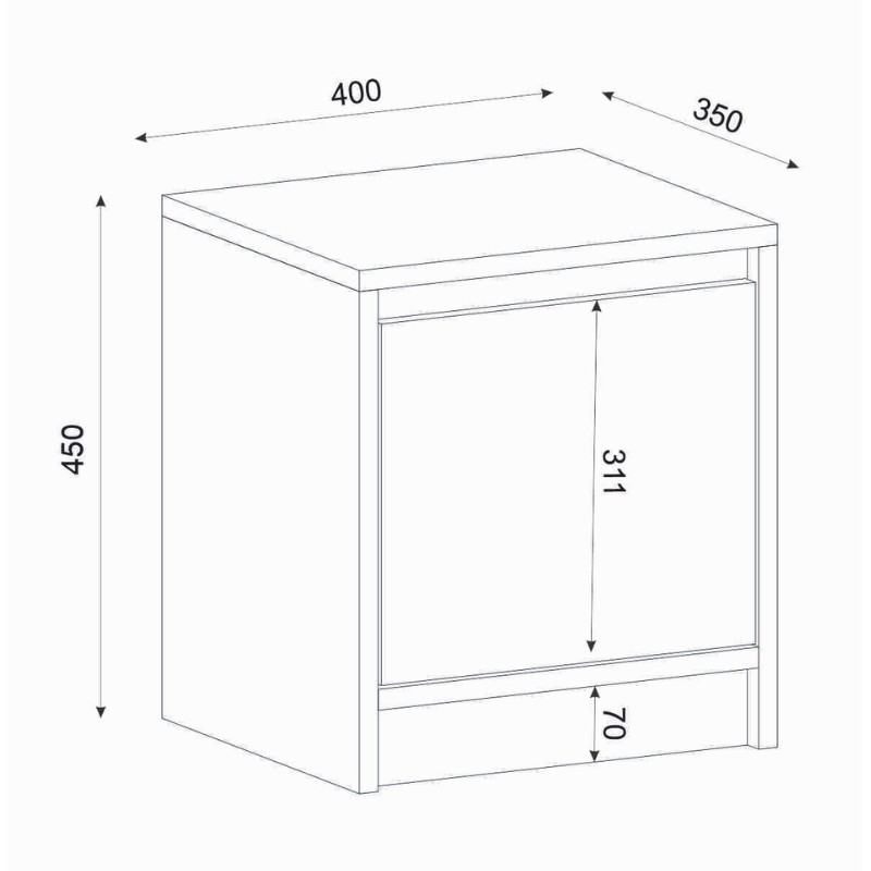 Κομοδίνο Conve Megapap χρώμα λευκό 40x35x45εκ.