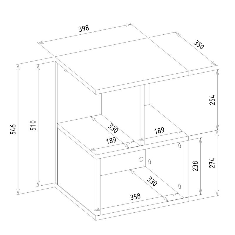 Κομοδίνο Entiero Megapap χρώμα sapphire oak 39,8x35x54,6εκ.