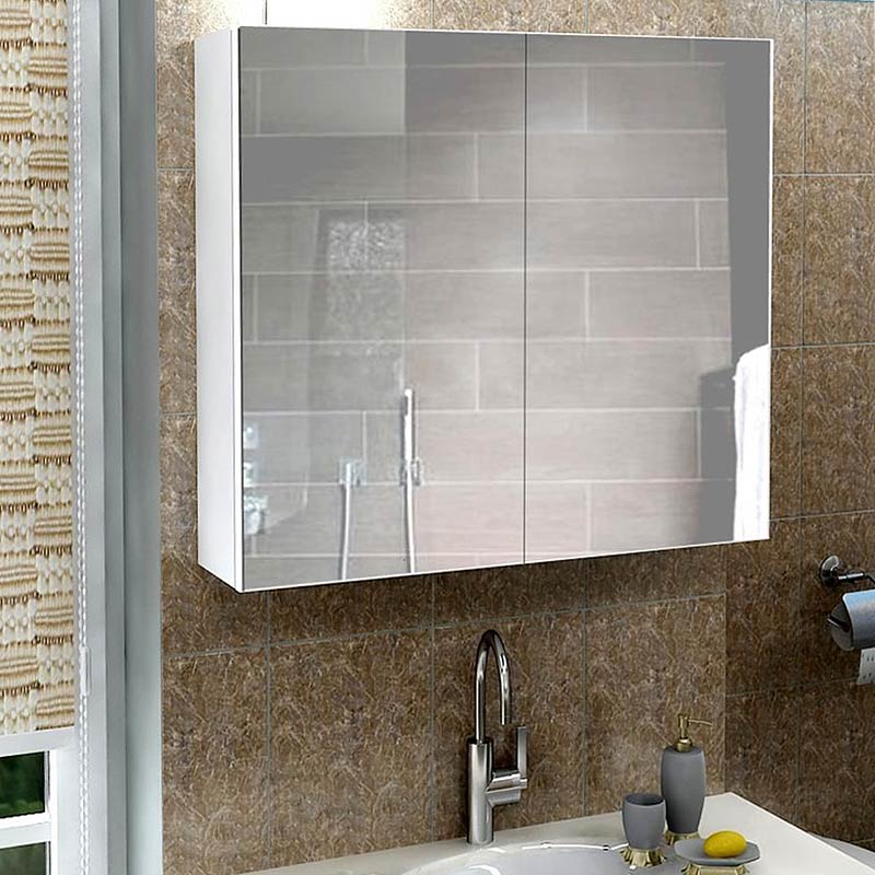 Nisa Megapap melamine bathroom mirror cabinet in white color 60x15x60cm.