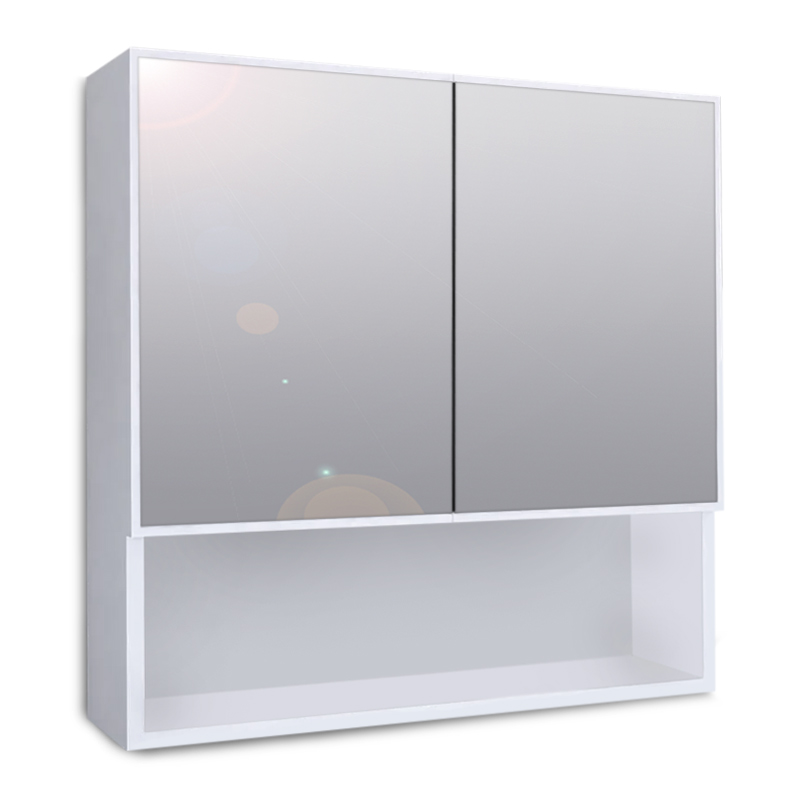 Minore Megapap melamine bathroom mirror cabinet in white color 70x17x70cm.