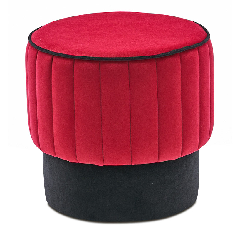 Rose Megapap velvet stool in red color 40x40x40cm.