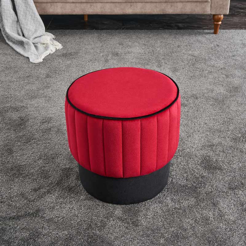 Rose Megapap velvet stool in red color 40x40x40cm.