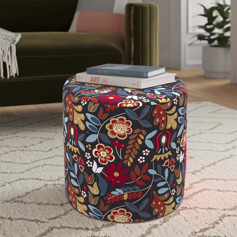 Dalbi Megapap cylinder fabric stool in multicolor color 40x40x40cm.