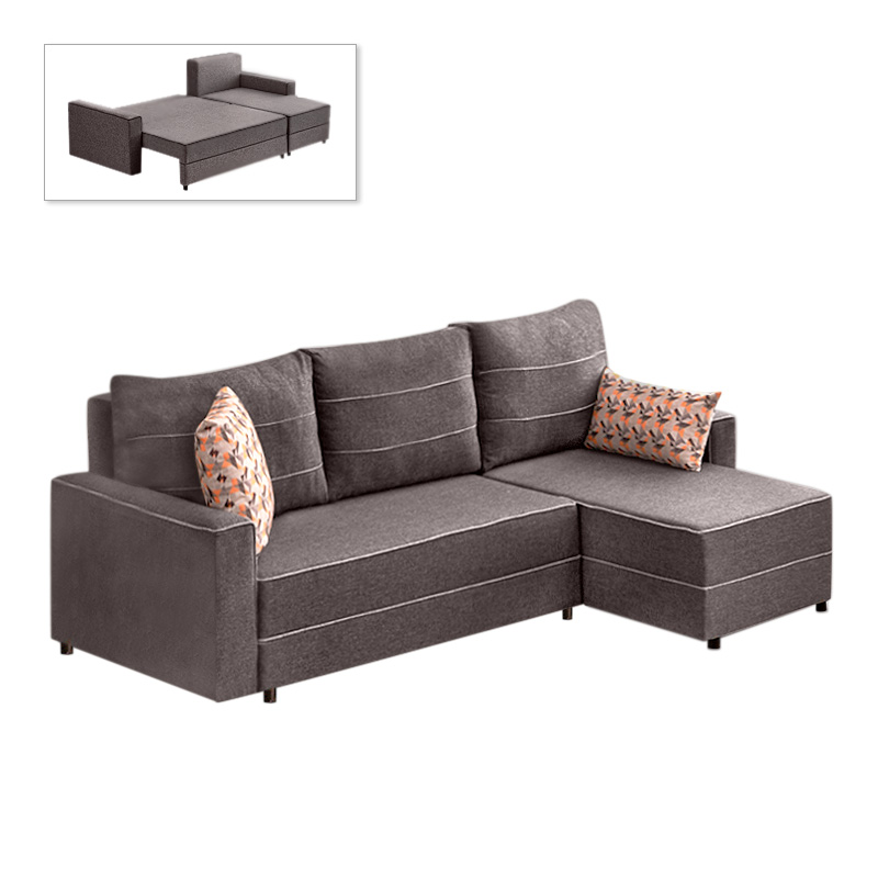 Ece Megapap fabric right corner sofa in brown color 242x150x88cm.