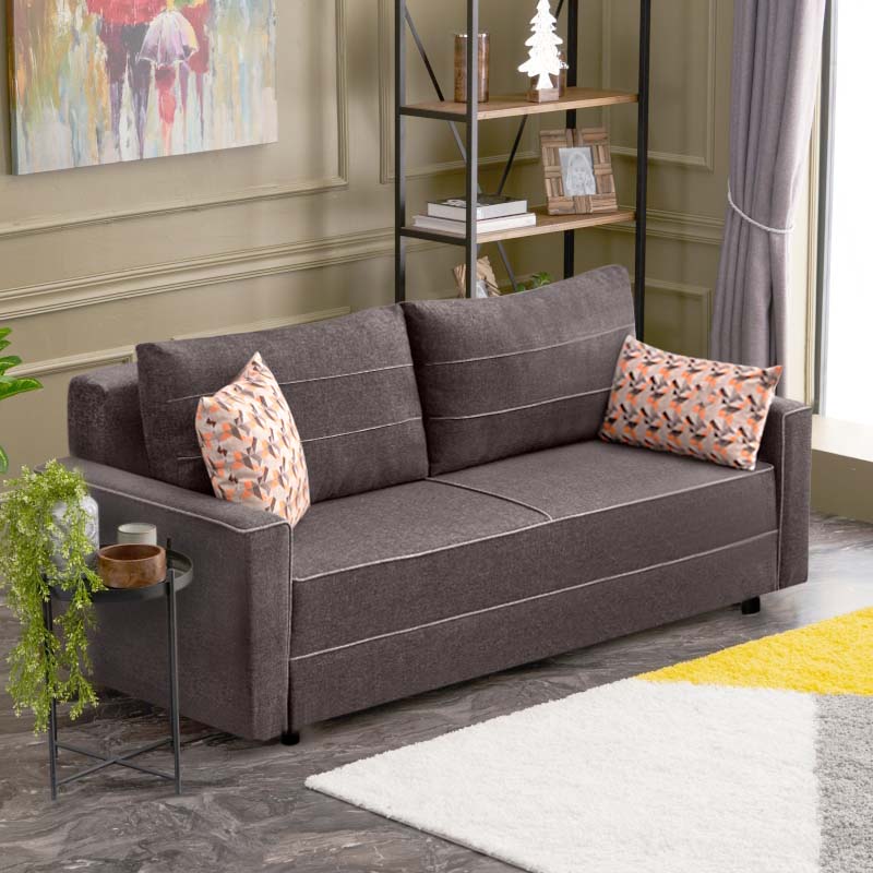 Ece Megapap fabric sofa three - seater in brown color 215x90x88cm.