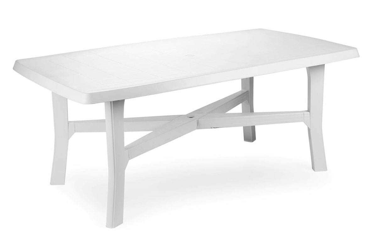 Senna garden table by polypropylene in white color 180x100x72cm.